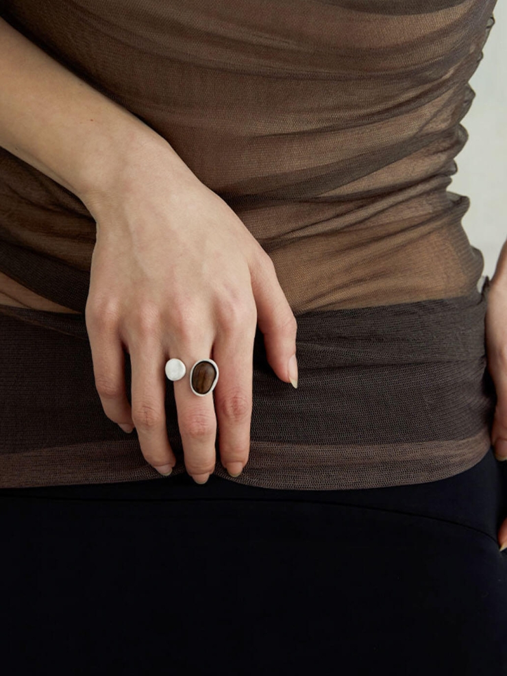 Ripple Open Ring in Zebra Wood