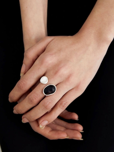 Ripple Open Ring in Ebony Wood