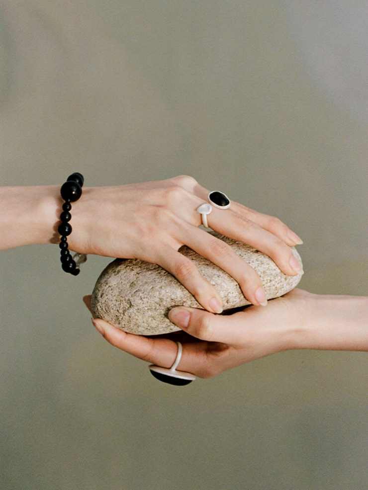 Ripple Open Ring in Ebony Wood