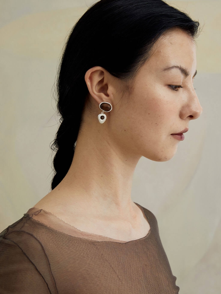 Pip Mismatch  Earrings  in Zebra  Wood