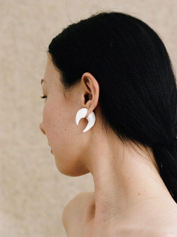 Moonstone Textured  Silver Earrings