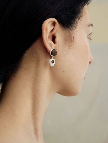 Pip Mismatch  Earrings  in Zebra  Wood