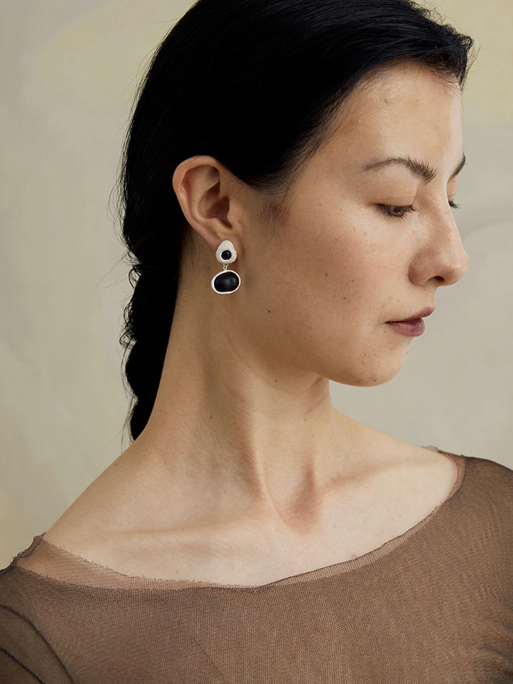 Pip Mismatch  Earrings  in Ebony  Wood