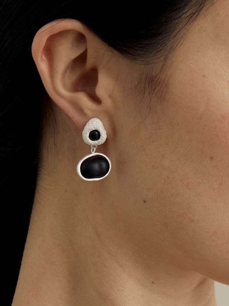 Pip Mismatch  Earrings  in Ebony  Wood