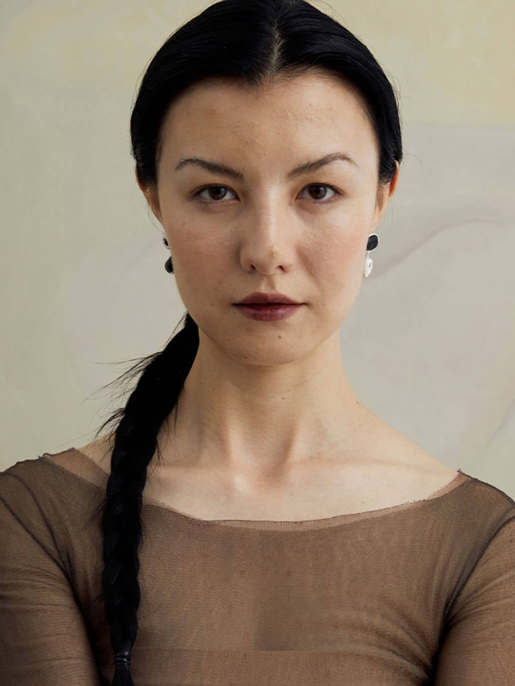 Pip Mismatch  Earrings  in Ebony  Wood