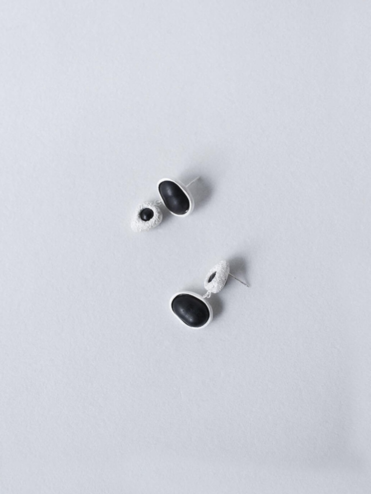 Pip Mismatch  Earrings  in Ebony  Wood