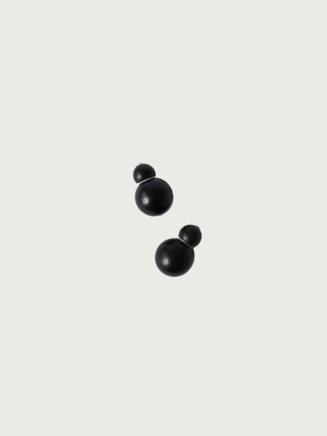 Compounded Small  Orb  Earrings in  Ebony  Wood