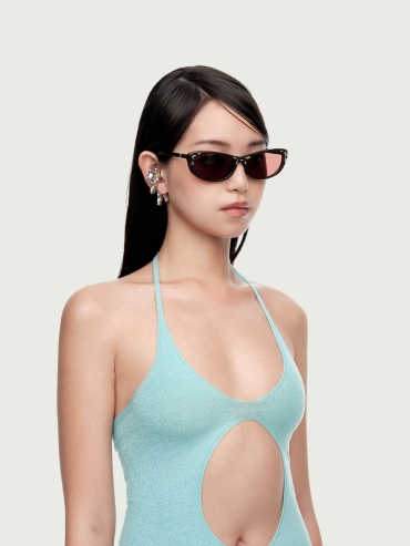 Brown Metal Inlay Sunglasses