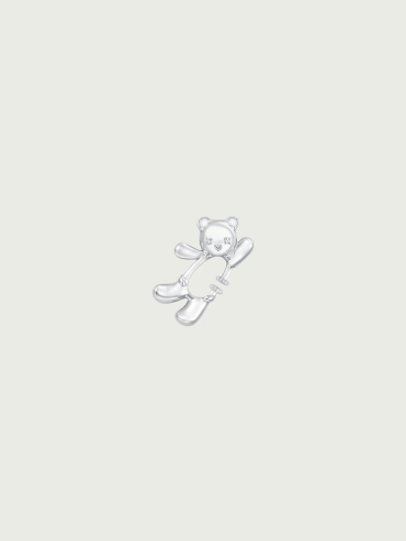 Silver Waving Bear Spring Ear Cuff - Single Right
