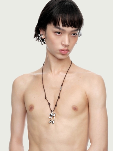 Silver Waving Bear Spring Ear Cuff - Single Right