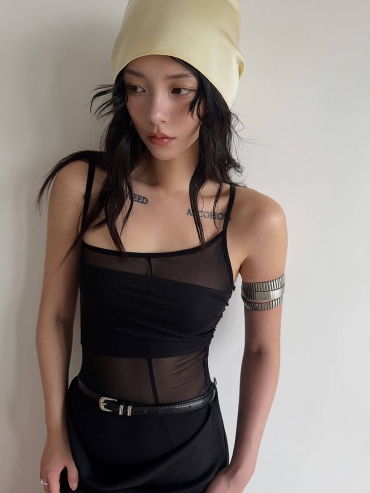 Black Removable-Sleeve Fitted Bodysuit