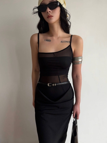 Black Removable-Sleeve Fitted Bodysuit