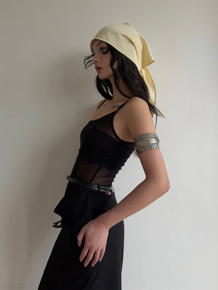 Black Removable-Sleeve Fitted Bodysuit