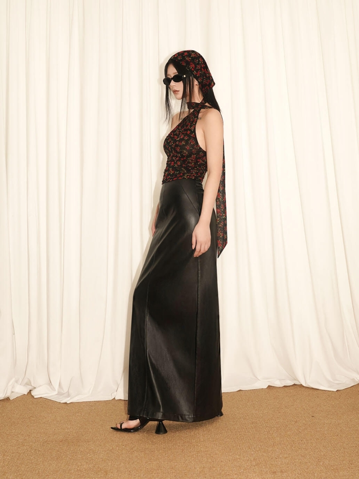 Black Print Backless Camisole