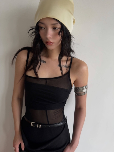 Light Yellow Satin Triangle Hair Scarf