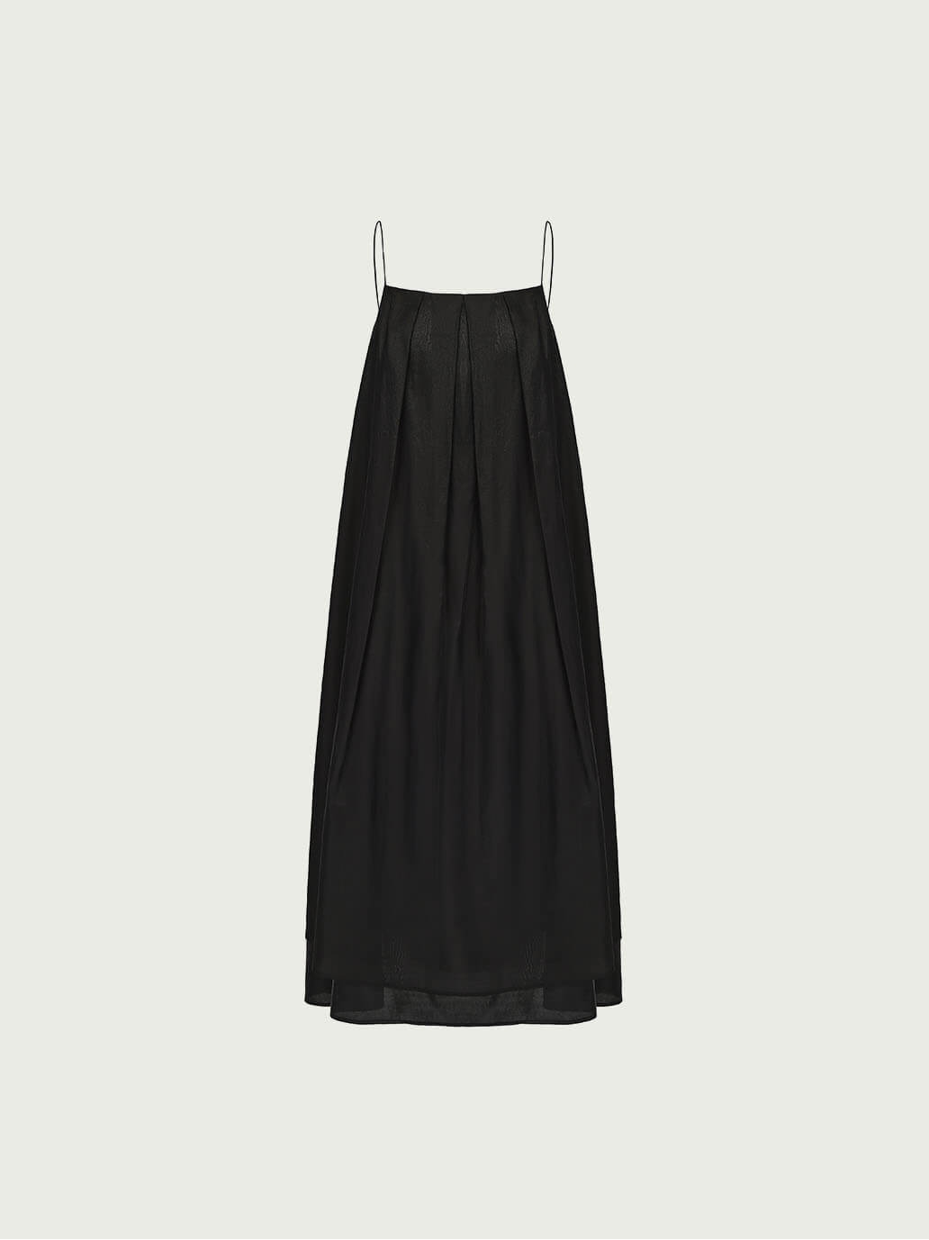 Black Tencel Tulle Double Layered Strap Long Dress
