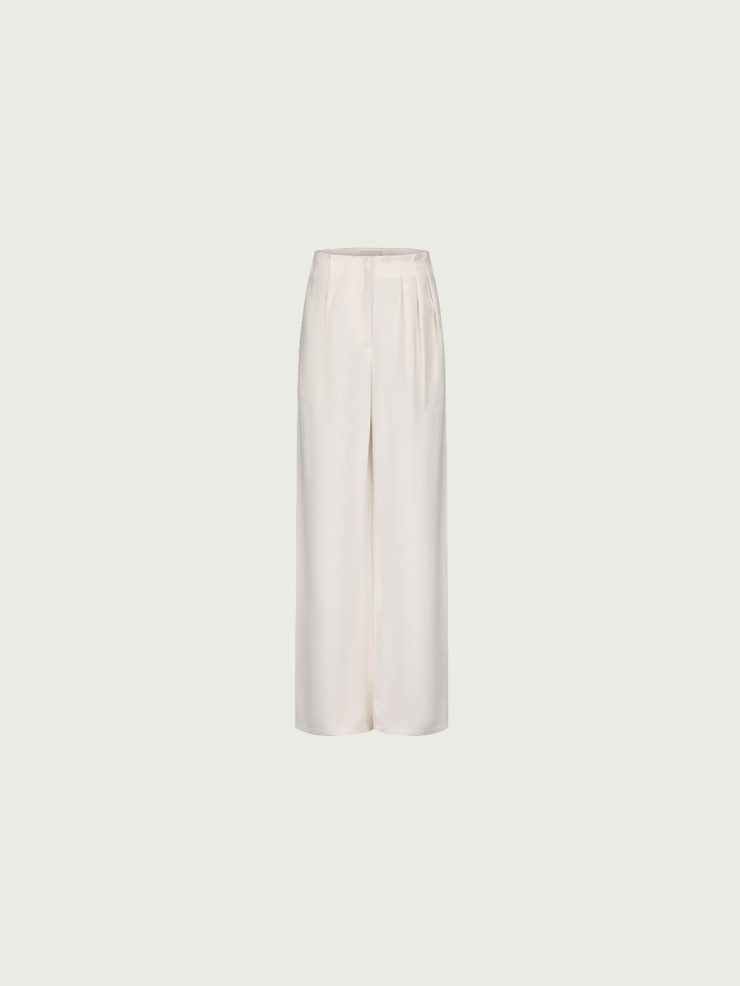 Cold White Classic Pressed Pleat Pants