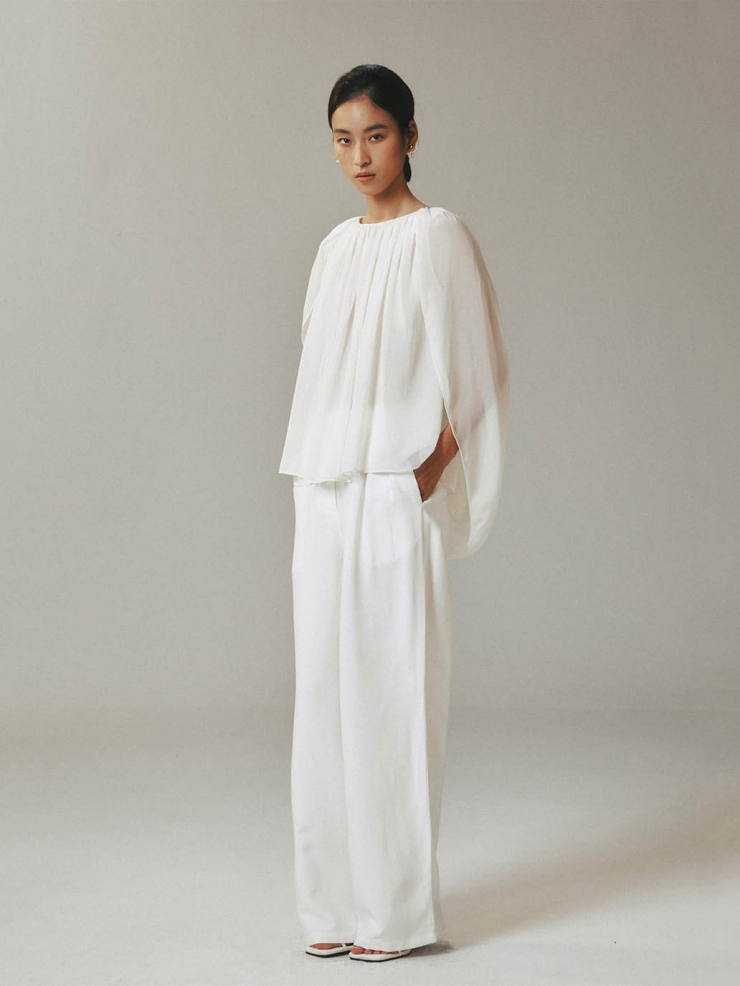 Cold White Classic Pressed Pleat Pants