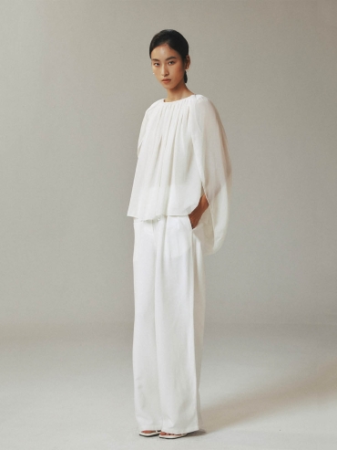 Cold White Classic Pressed Pleat Pants