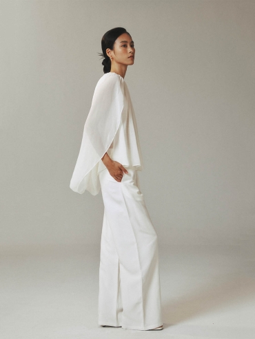 Cold White Classic Pressed Pleat Pants