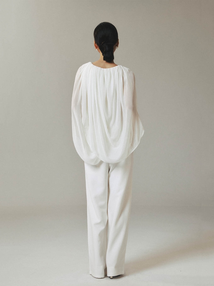 Cold White Classic Pressed Pleat Pants