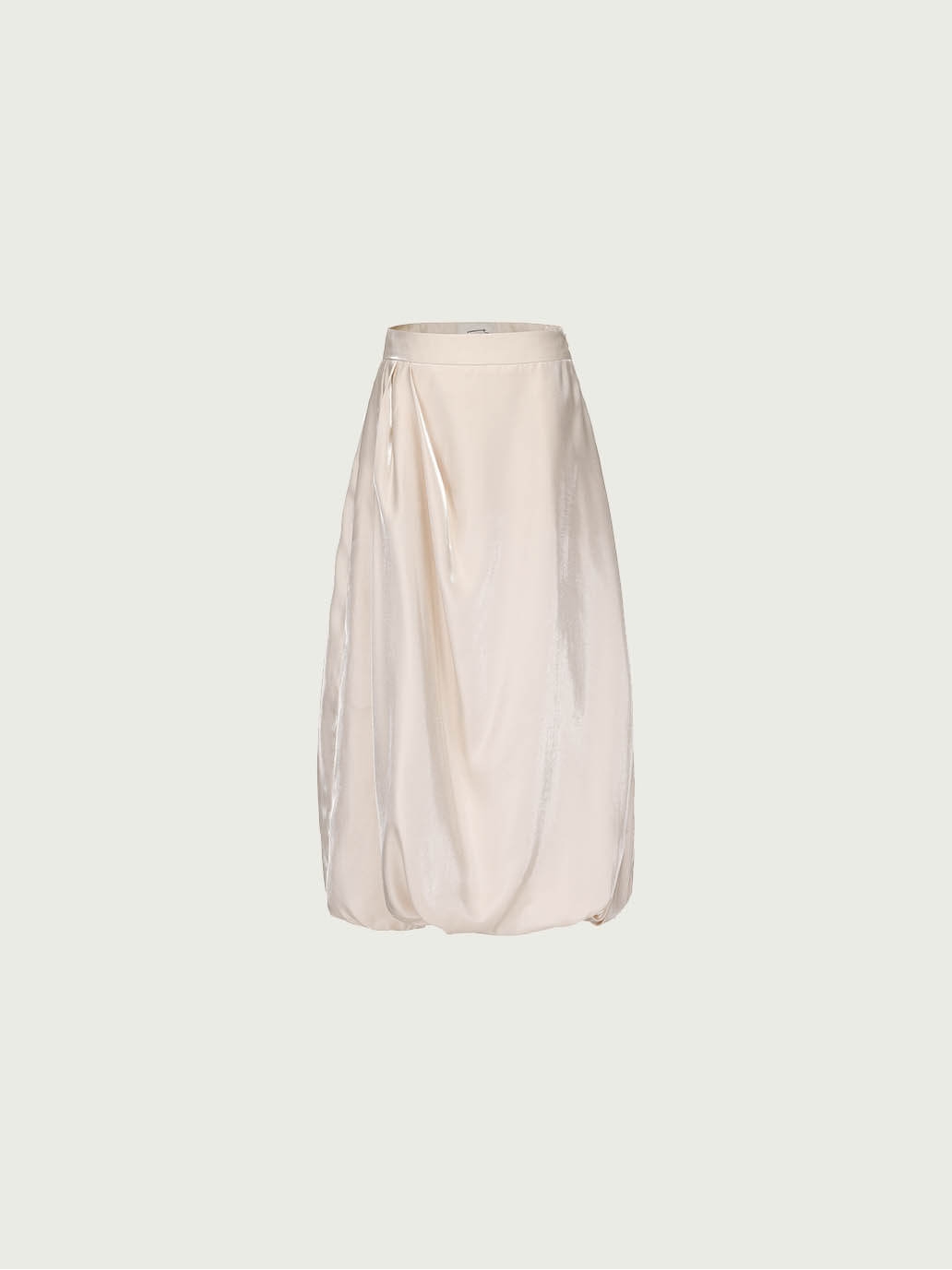 Satin Button Pleat Balloon Skirt