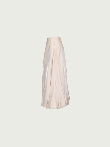 Satin Button Pleat Balloon Skirt
