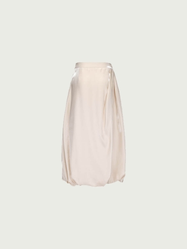 Satin Button Pleat Balloon Skirt