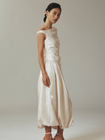 Asymmetrical Shoulder Linen Top