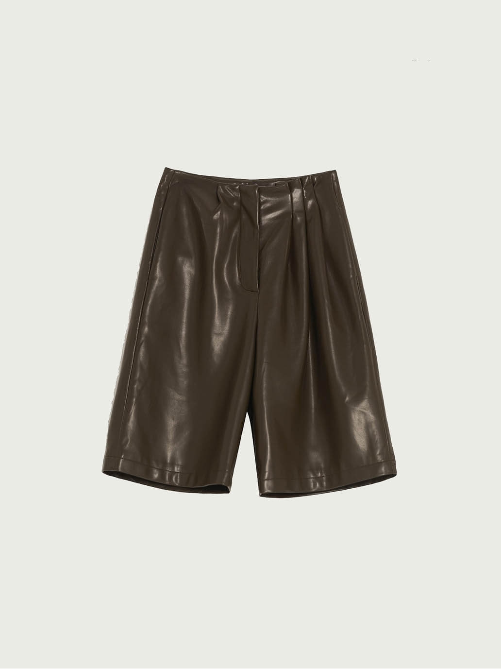 Asymmetrical Pleated Leather Midi Pants