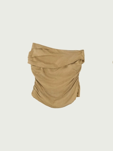 Asymmetrical Cupro Bustier Top