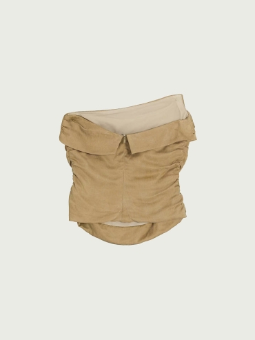 Asymmetrical Cupro Bustier Top