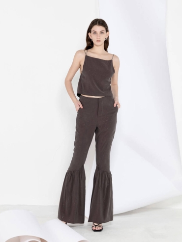 Starry Tencel Pleated Flared Pants