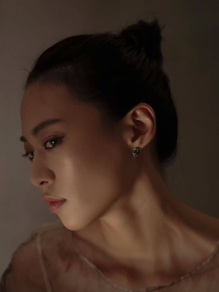 Black silver texture earrings