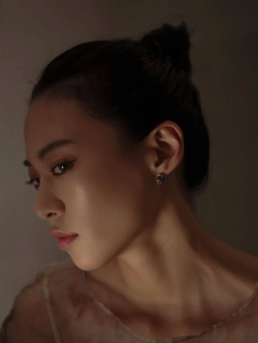 Black silver texture earrings