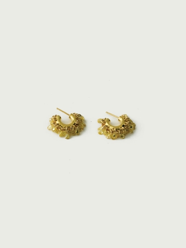 Gold Rain Pine C-Shaped Earrings