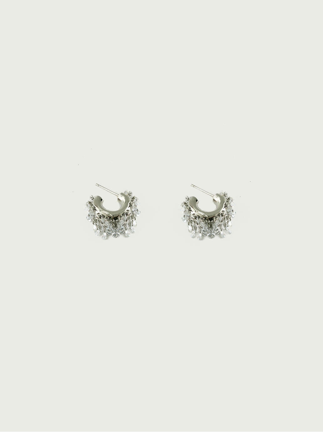 Silver Rain Pine C-Shaped Earrings