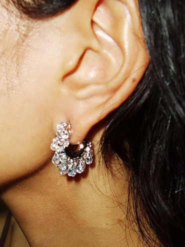 Silver Rain Pine C-Shaped Earrings