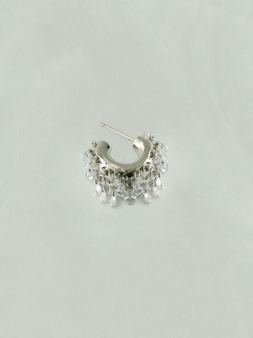 Silver Rain Pine C-Shaped Earrings