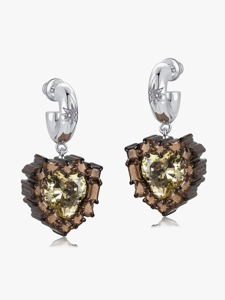 TYS GROCERY Champagne Gemstone Resin Earrings