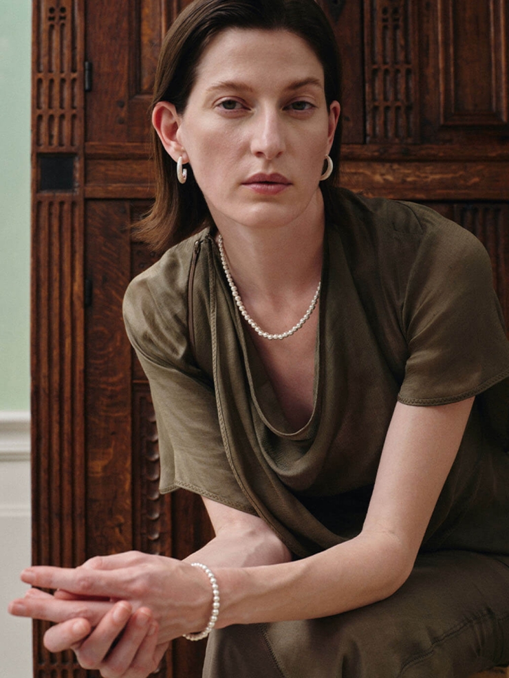 Silver Slit Of Light Earrings-Medium