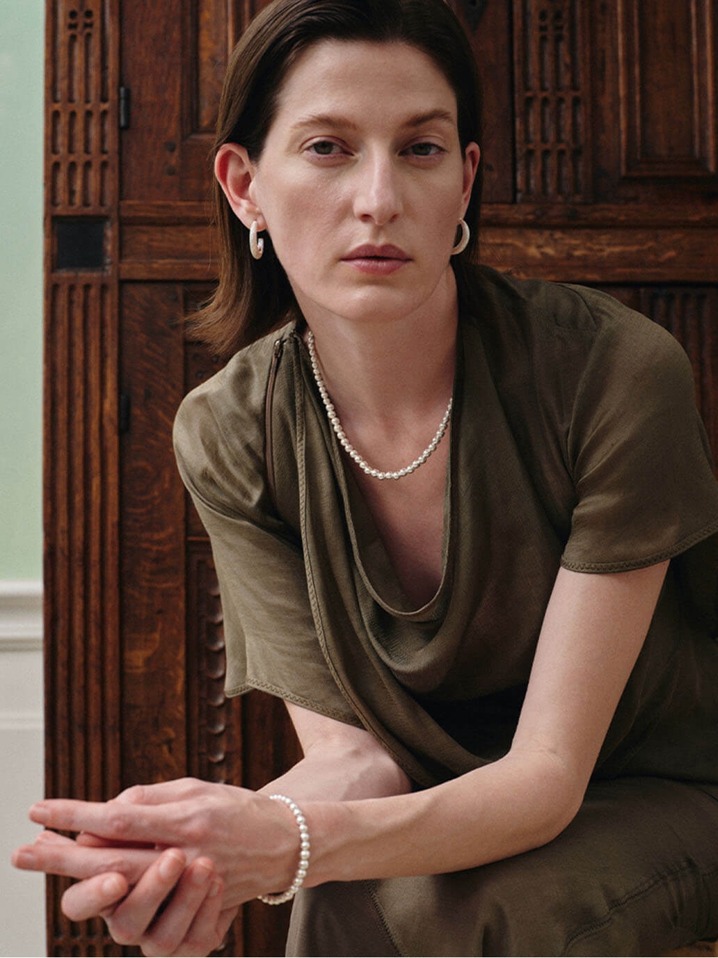 Silver Slit Of Light Earrings-Medium