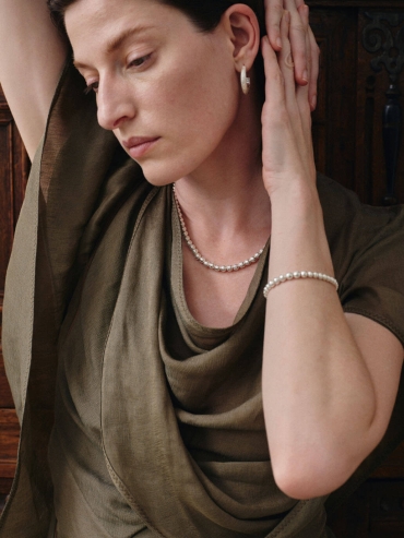 Silver Slit Of Light Earrings-Medium