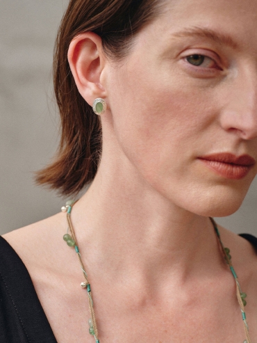 Green Mirror Of Green Earrings