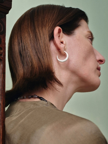 Silver Slit Of Light Earrings-Medium