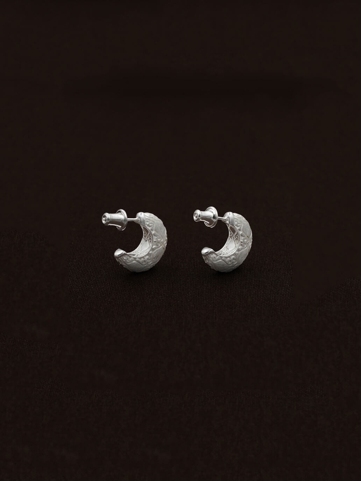 Silver Slit Of Light Earrings-Small