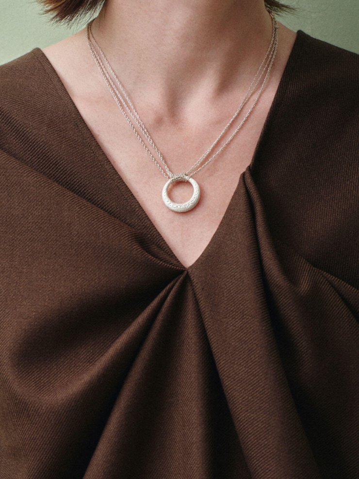 Silver Slit Of Light Necklace