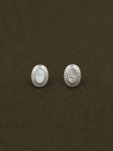 White Mirror Of Green Earrings