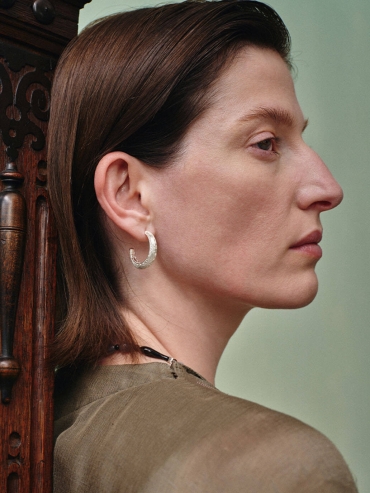 Silver Slit Of Light Earrings-Medium