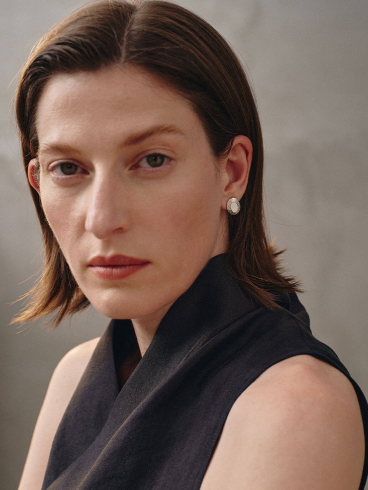 White Mirror Of Green Earrings